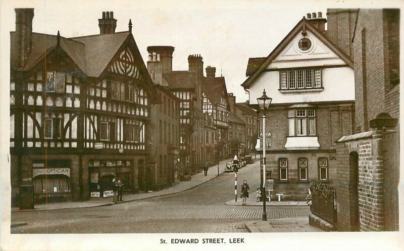 UK Staffordshire Leek St Edward Street Autos RPPC Photo Postcard 22-1567