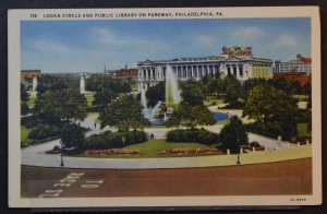 Philadelphia, PA - Logan Circle and Public Library on Parkway