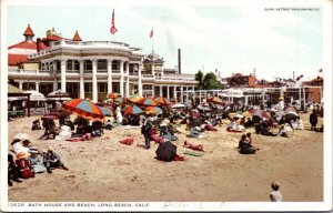 Postcard Bath House and Beach in Long Beach, California