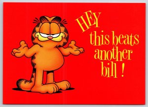 Garfield Comic~This Beats Another Bill~Continental Postcard