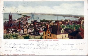 Postcard MN Duluth Minnesota Point and Harbor