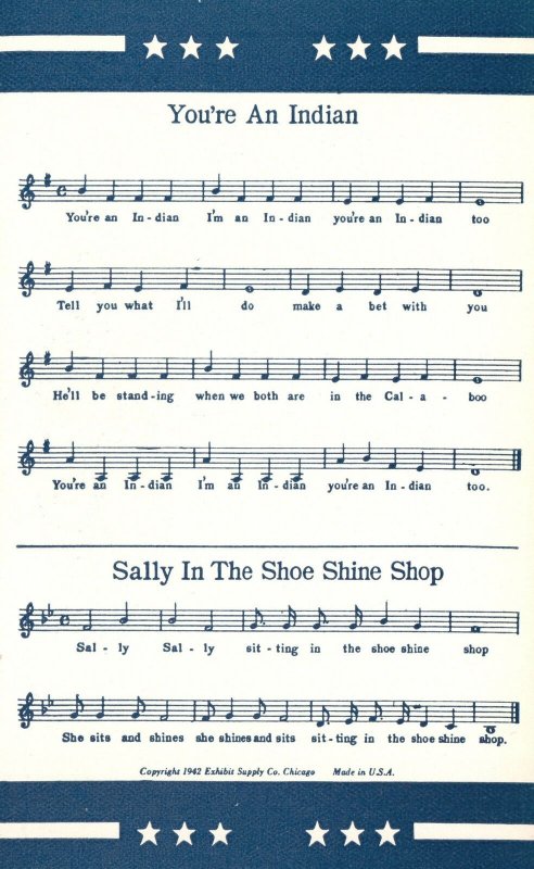 Vintage Postcard You're An Indian And Sally In The Shoe Shine Shop Indian Song