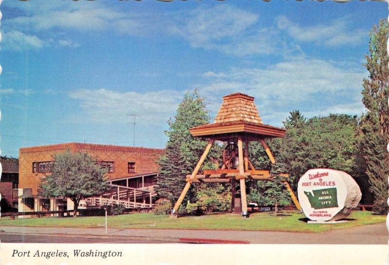 PORT ANGELES WASHINGTON~LIBERTY BELL-LIONS CLUB-HONORING ARMED FORCES POSTCARD