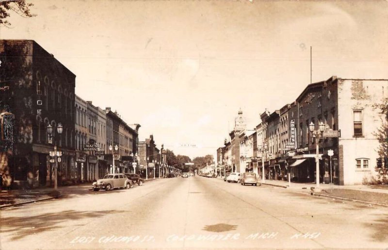 Coldwater Michigan East Chicago Street Real Photo Vintage Postcard AA56059