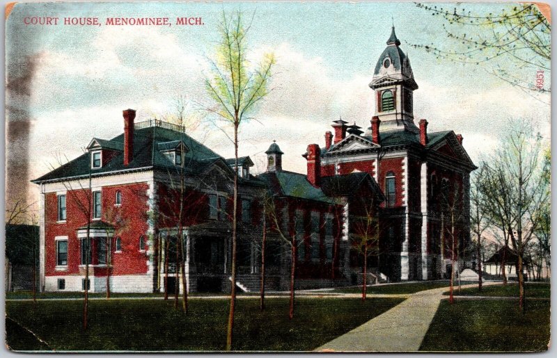 Courthouse Menominee Michigan MI Government Office Building Postcard