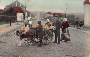 Belgium 1907 Flemish Milk Maid Dog Verification of Milk Policeman postcard B915