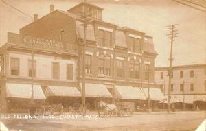 Everett MA Odd Fellows Building Glenwood Ranges Horse & Wagons RPPC Postcard