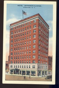 Syracuse, New York/NY Postcard, Hotel Jefferson-Clinton, Old Cars