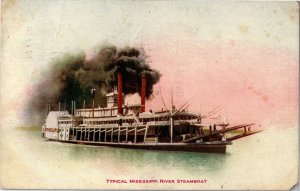 Typical Mississippi River Steamboat c1910 Vintage Postcard U24