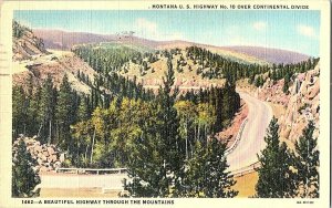 Montana U. S. Hwy 10 Continental Divide Vintage Postcard Standard View Card 