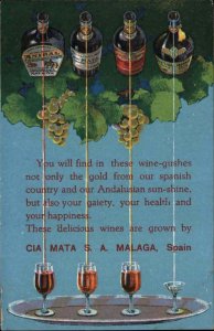 Andalusian Wine Ad Cia Mata S.A. Malaga Spain Vintage Postcard