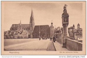 Germany Regensburg Auf der steinernen Bruecke