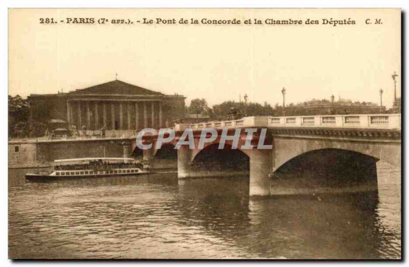 Paris Postcard Old Bridge harmony and chamber of deputies