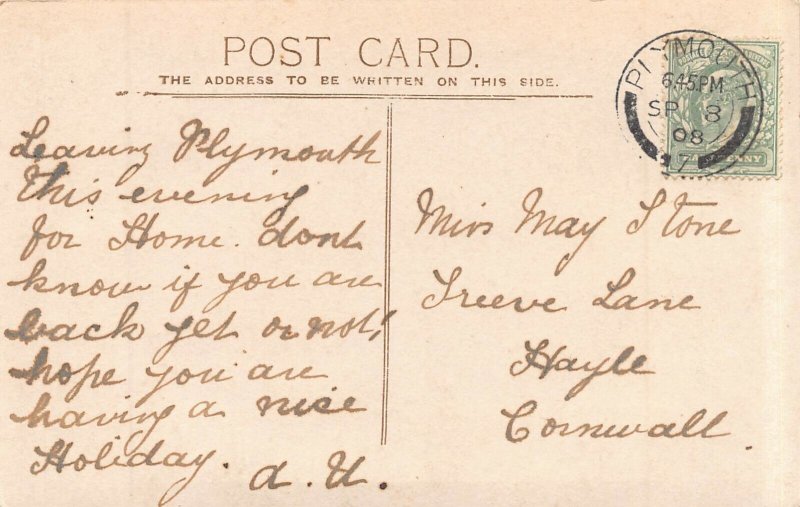 PLYMOUTH DEVON ENGLAND~THE HOE~1908 BAZLEY PHOTO POSTCARD