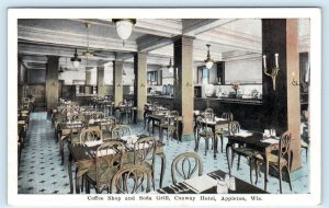 APPLETON, Wisconsin WI ~ Coffee Shop & Grill CONWAY HOTEL c1920s  Postcard