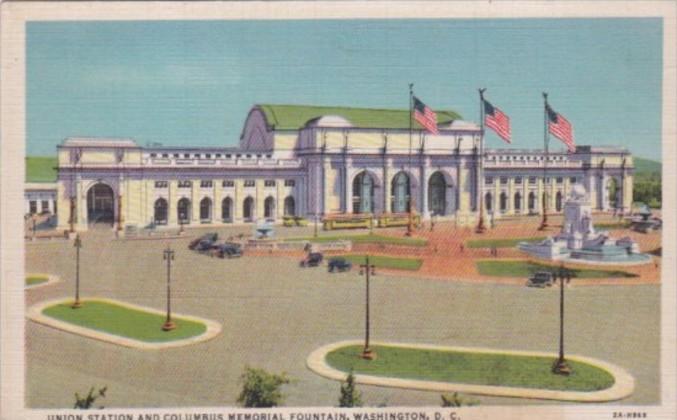 Union Railroad Station and Columbus Memorial Fountain Washington D C Curteich