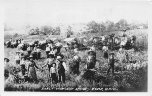 H88/ Zoar Ohio RPPC Postcard c1940s Early Harvest Scene Farmers 81