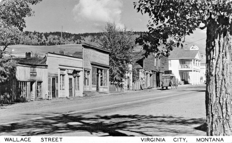 VIRGINIA CITY MONTANA~WALLACE STREET-REAL PHOTO POSTCARD 1950s