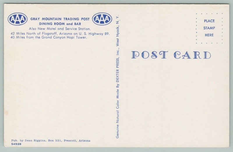 Gray Mountain Arizona~Trading Post~Restaurant~Interior~Cowboy Hats~Bar~1950s