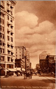 Postcard Fourth Avenue Looking South in Seattle, Washington