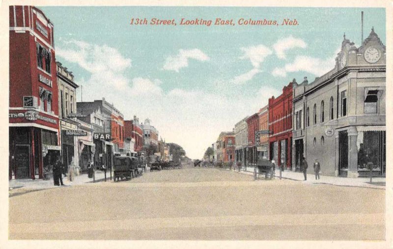 Columbus Nebraska 13th Street Vintage Postcard AA8644