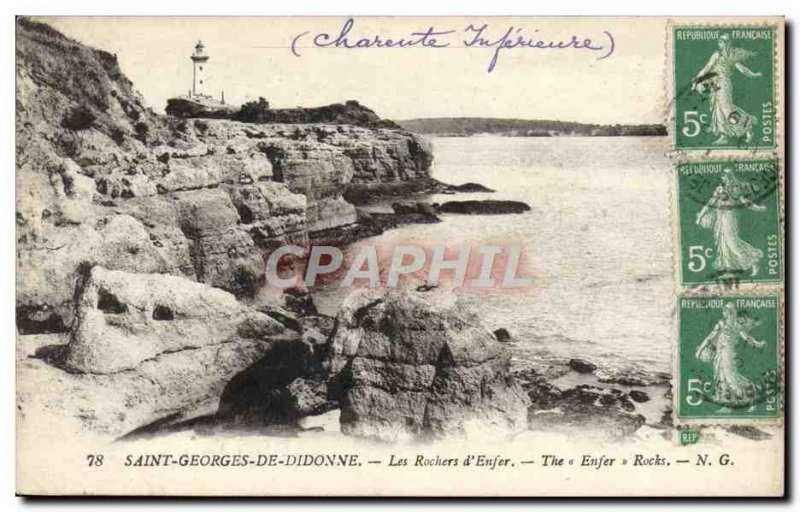 Old Postcard Saint Georges De Didonne The Rocks D & Lighthouse # 39Enfer