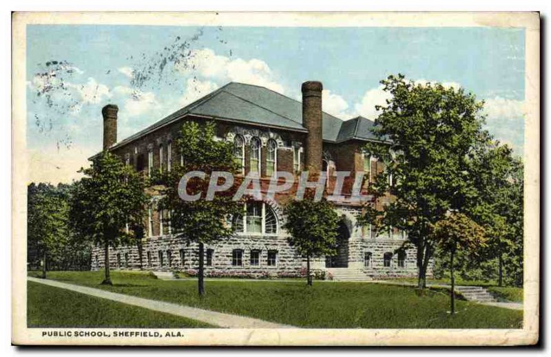 Postcard Old Publicschool Sheffield ala