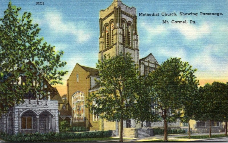 Pennsylvania Mt Carmel Methodist Church Showing Parsonage