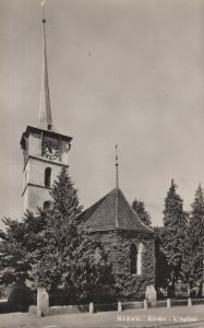 Nidau Kirche Switzerland Clock Real Photo Postcard