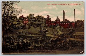 1909 High School Building Pottstown Pennsylvania Grassy Grounds Posted Postcard