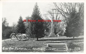 IA, Keosauqua, Iowa, RPPC, Civil War Memorial, LL Cook Photo No 2256