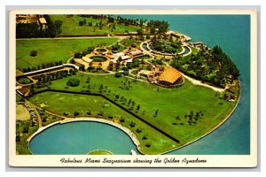 Vintage 1960's Postcard Aerial View Seaquarium Golden Aquadome Miami Florida