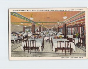 Postcard Portion Of Famous Hotel Rosslyn Dining Room, Los Angeles, California