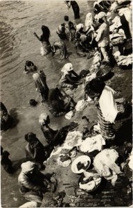 PC CPA washing clothes real photo postcard INDONESIA (a14684)