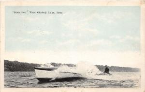 F6/ Okoboji Lake Iowa Postcard 1924 Disturber Speed Boat