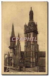 Old Postcard Pleyben Three Steeples