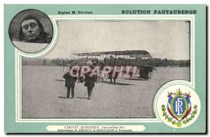 Old Postcard Jet Aviation Biplane M Farman Solution Pautauberge European tour...
