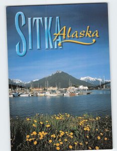 Postcard Sitka Boat Harbor & Snow Covered Coast Mountains Sitka Alaska USA