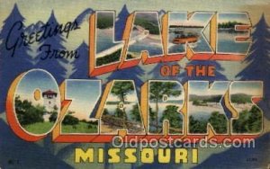 Lake of the Ozarks, Missouri Large Letter Town 1947 hard to see vertical crea...