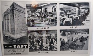 Hotel Taft Postcard Roxy Theatre Tap Room Coffee Restaurant New York City 1950