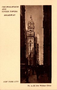 New York City Broadway The Woolworth andf Singer Towers