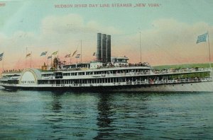 C.1905-10 Hudson River Paddle Steamer New York Vintage Postcard P88