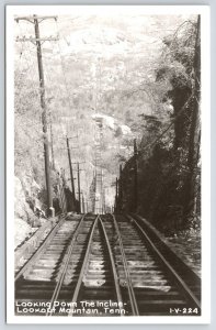 Looking Down The Incline Lookout Mountain Tennessee Railway RPPC Photo Postcard