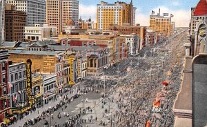 Mardi Gras Crowds on Canal Street New Orleans, LA USA Parade Unused 