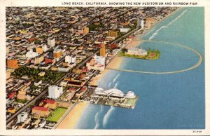 California Long Beach Aerial View Showing New Auditorium and Rainbow Pier 1938