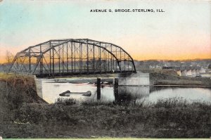 J73/ Sterling Illinois Postcard c1910 Avenue G Bridge River  311