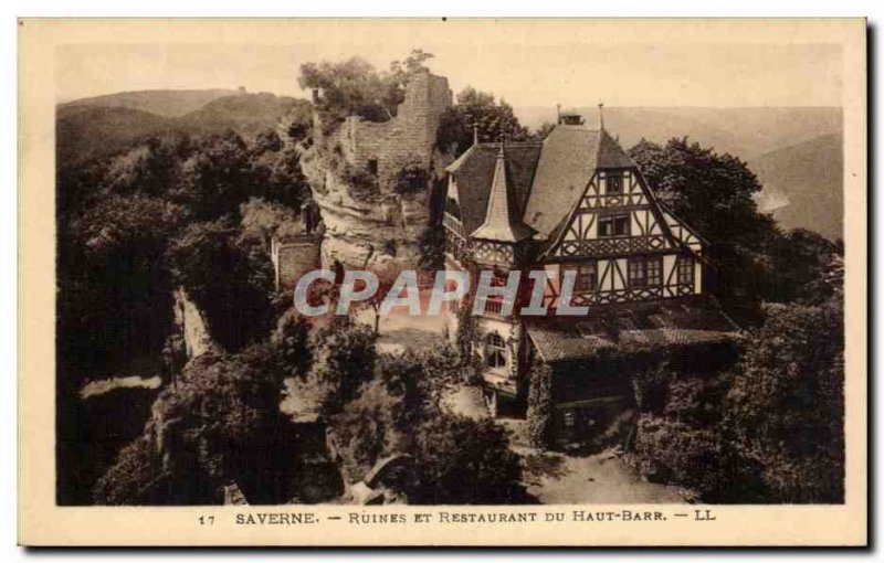 Old Postcard Saverne Ruins and Haut Barr restaurant