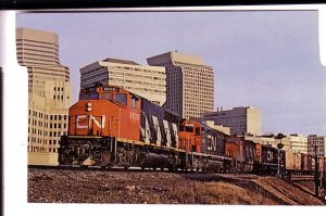 Canadian National Railway Train, Winnipeg Skyline, Manitoba,