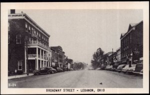 Ohio LEBANON Broadway Street with 1940s cars and Coburn's Cafe - Printed