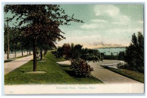 1915 Riverside Park Boats Trees Scene Toledo Ohio OH Posted Vintage Postcard